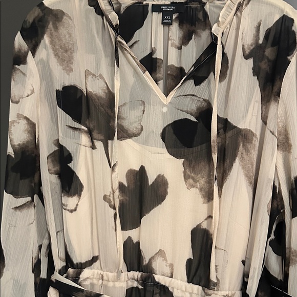 Simply Vera Vera Wang Flowy Floral 3/4 Sleeve Dress Black and Cream Size XXL NWT - Picture 10 of 13